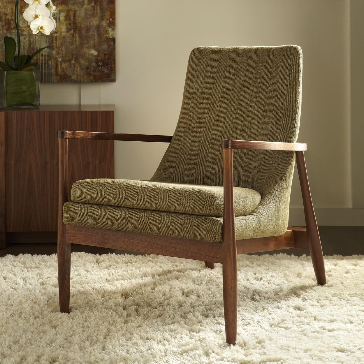 American Leather Aaron Contemporary Exposed Wood Accent Chair Sprintz Furniture Exposed Wood Chairs