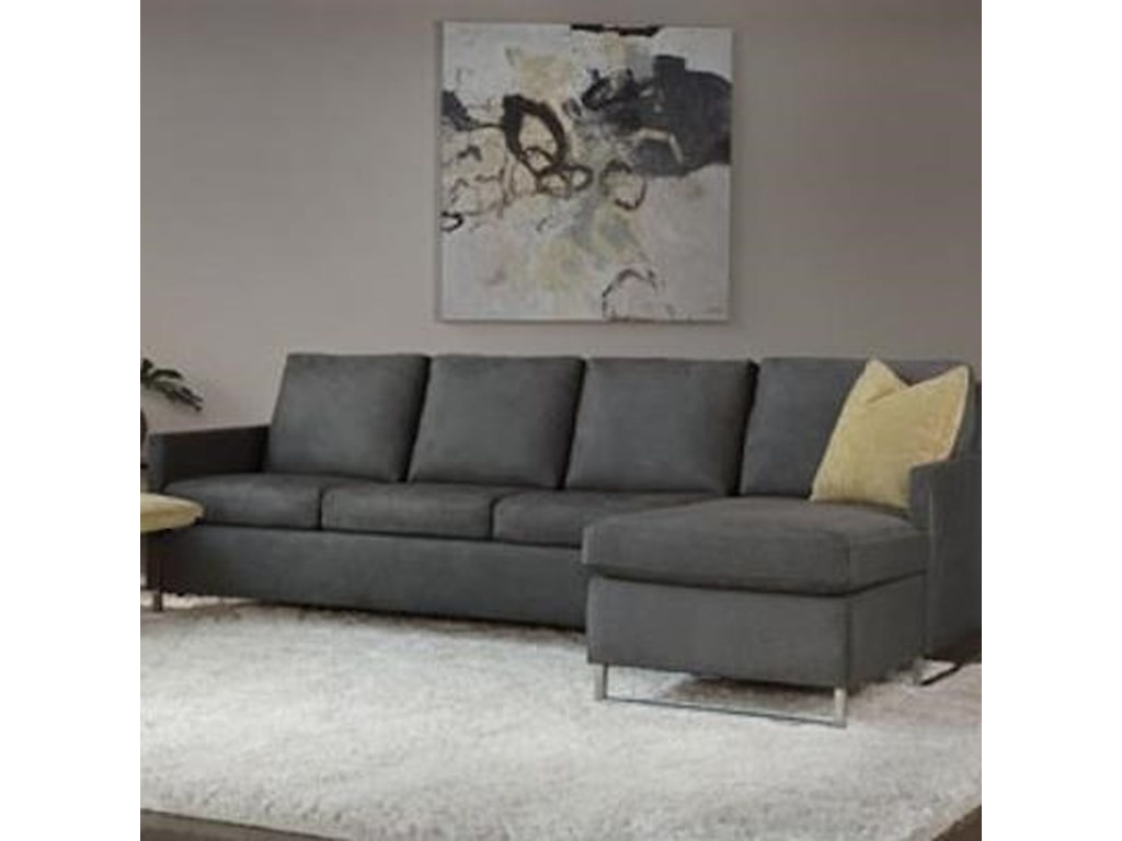 American Leather Breckin Contemporary Chaise Sofa With Track Arms Breckin Contemporary Chaise Sofa With Track Arms By American Leather