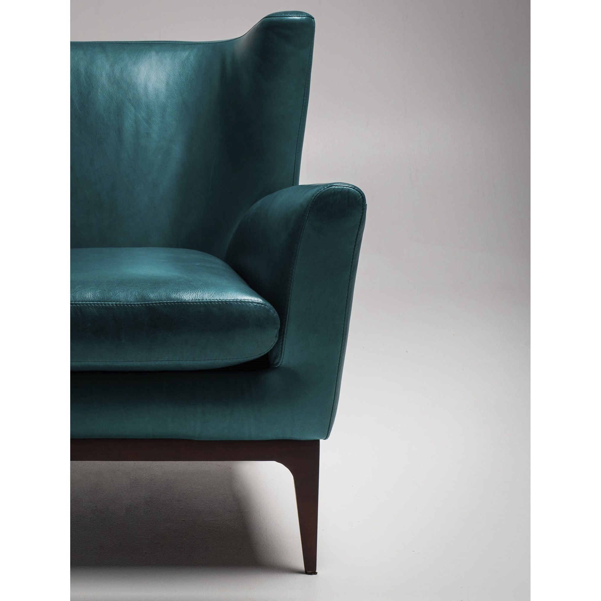 American Leather Cole Contemporary Wing Chair With Wood Legs Williams Kay Wing Chairs