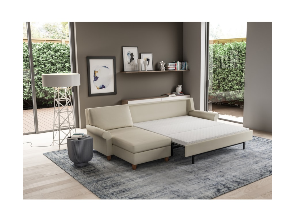 American Leather Gibbs2 Pc Sect Sofa w/ Full Sleeper & RAS Chaise