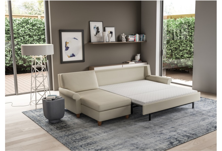 American Leather Gibbs Two Piece Sectional Sofa With Full Sleeper