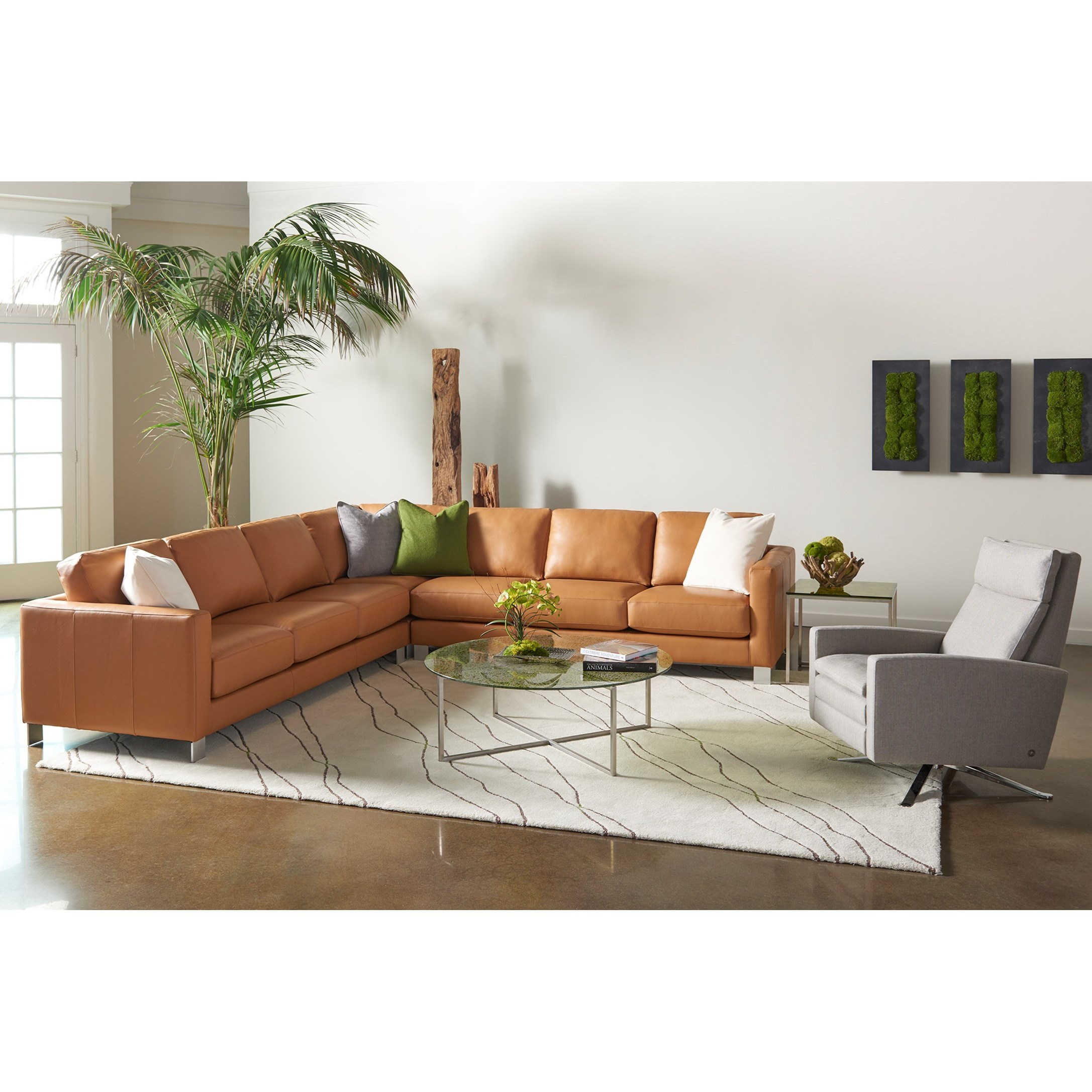 American Leather Simon Smo Rec St Contemporary Swivel Recliner