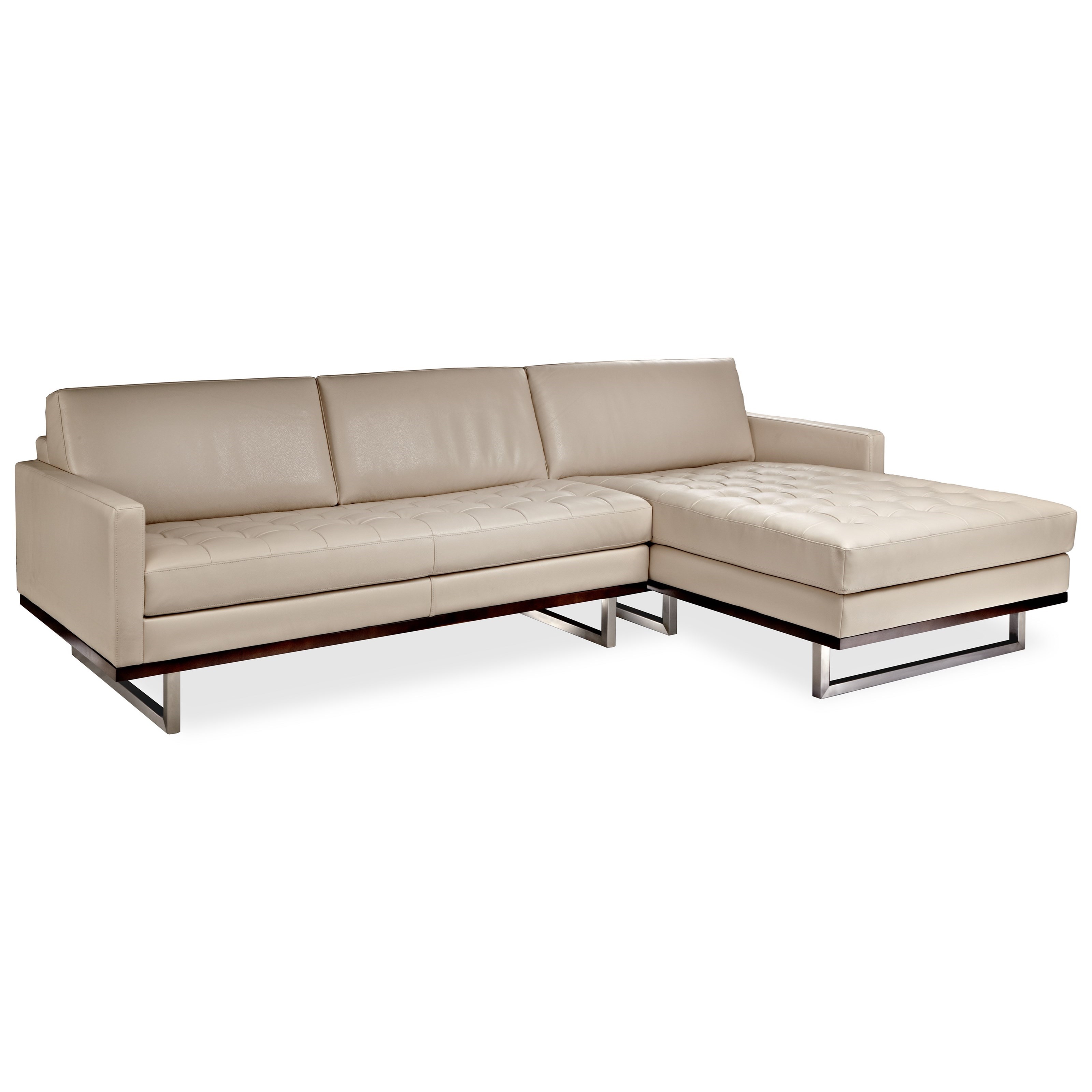 American Leather Tristan Mid Century Modern 2 Piece Sectional With Raf Chaise Sprintz Furniture Sectional Sofas