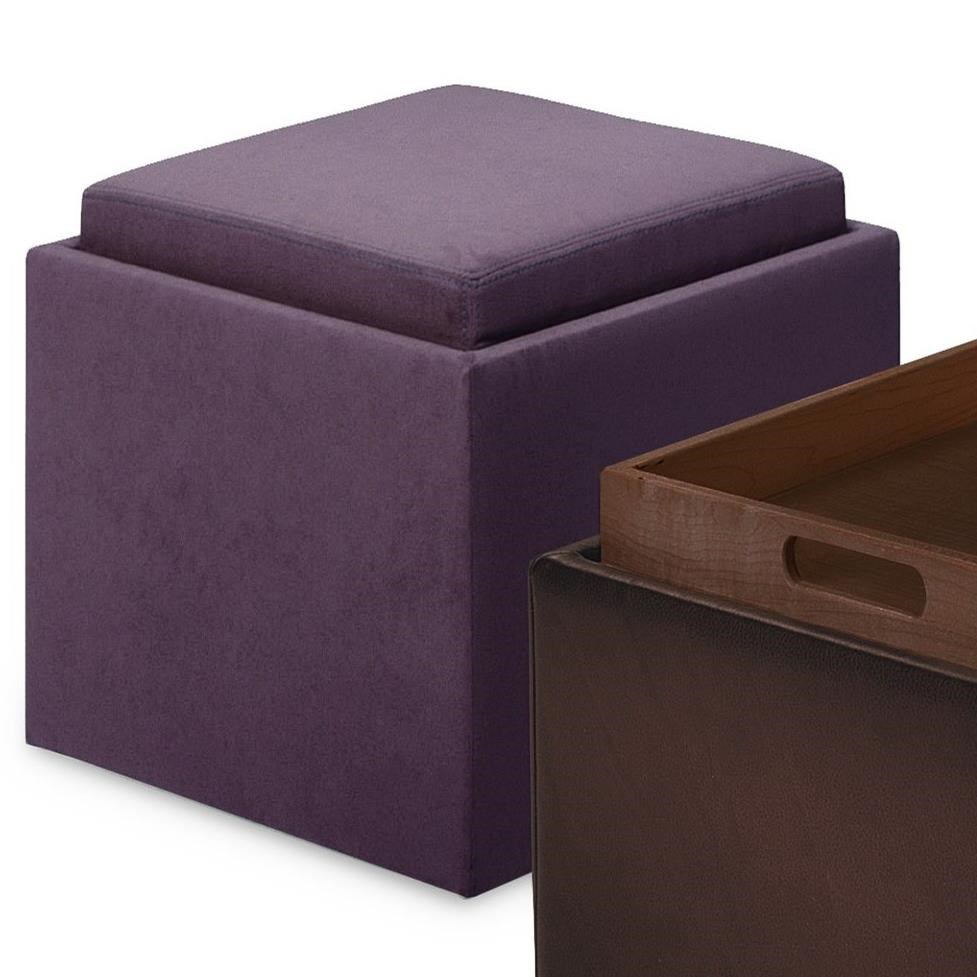 American Leather Uno Square Storage Ottoman With Tray Williams