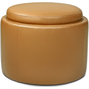 American Leather Uno Round Storage Ottoman With Tray Sprintz Furniture Ottomans
