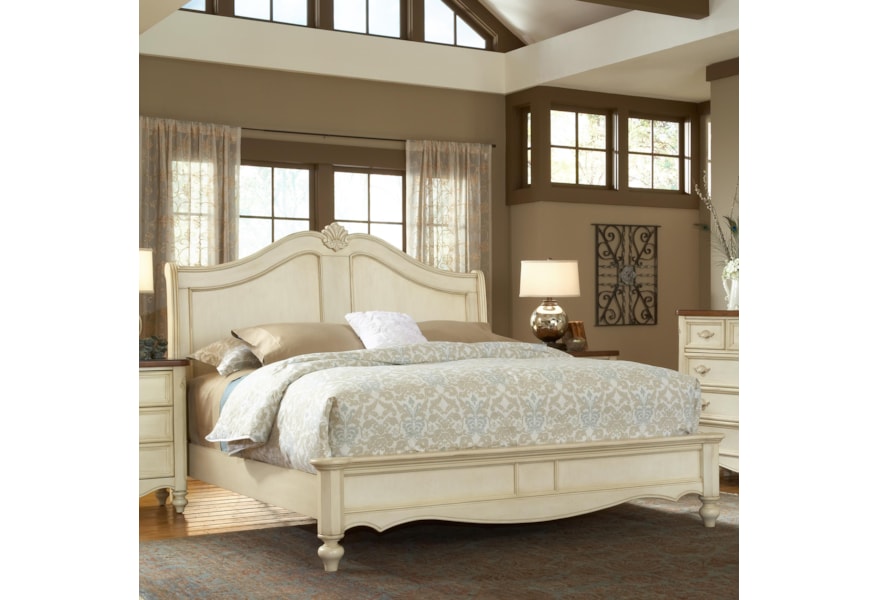 American Woodcrafters Chateau 3501 66sle King Size Fleur De Lis Headboard Bed Corner Furniture Headboard Footboard Fleur De Lis Bed Frame