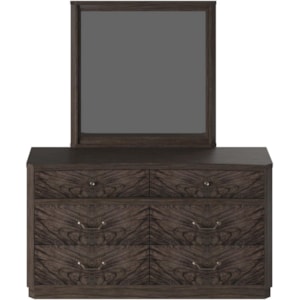 American Woodcrafters Silhouette Contemporary Dresser And Mirror Set With Felt Lined Top Drawers Lindy S Furniture Company Dresser Mirror Sets
