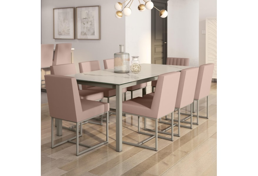 Amisco Boudoir Customizable Nicholson Table Set With Marble Look Top Rooms And Rest Dining Tables