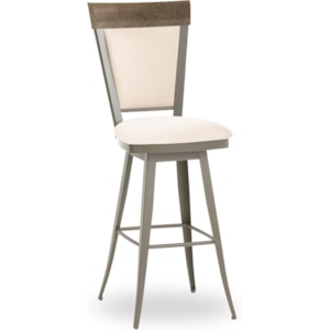 Amisco Farmhouse Customizable 34 Eleanor Spectator Height Swivel Stool With Upholstered Seat And Back Rooms And Rest Bar Stools