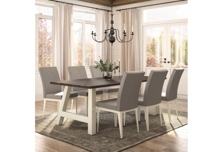 Amisco Farmhouse Customizable 7 Piece Bennett Table Set With Double Pedestals Jordan S Home Furnishings Dining 7 Or More Piece Sets