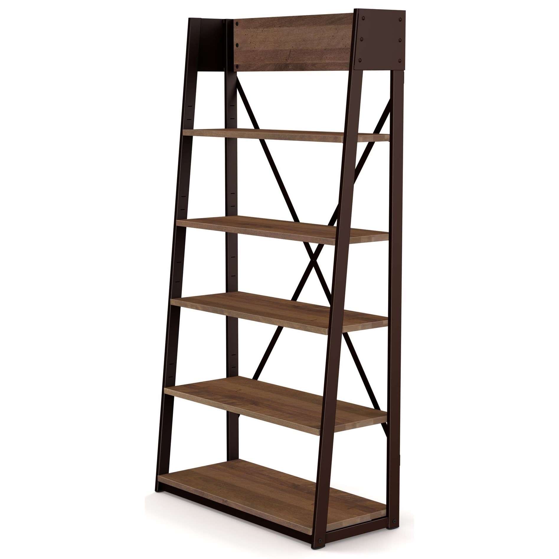 Amisco Industrial 21145 Customizable Solid Wood Metal Rupert Shelving Unit Dunk Bright Furniture Open Bookcases