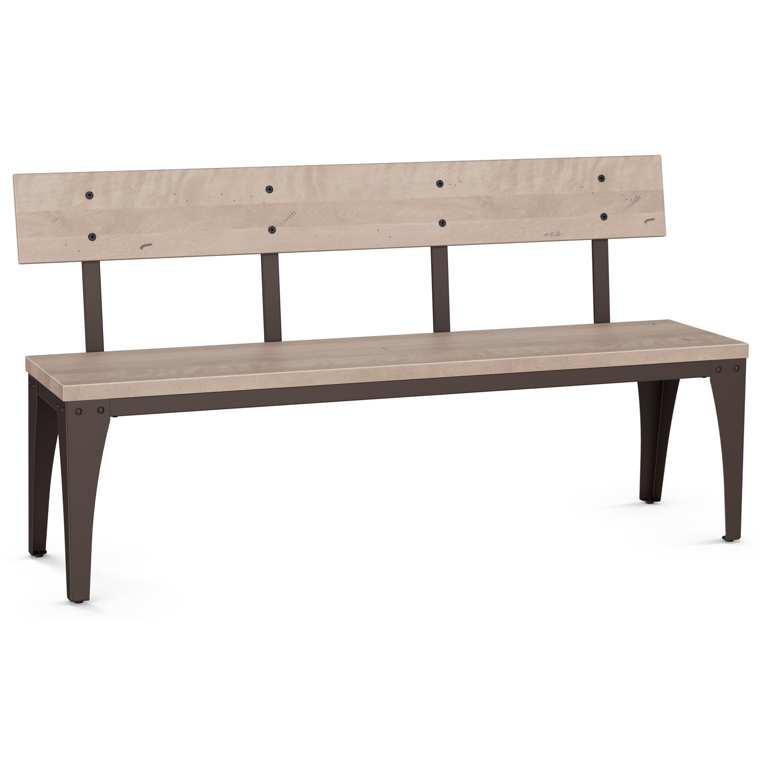 Amisco Industrial Customizable Architect Bench With Wood Seat