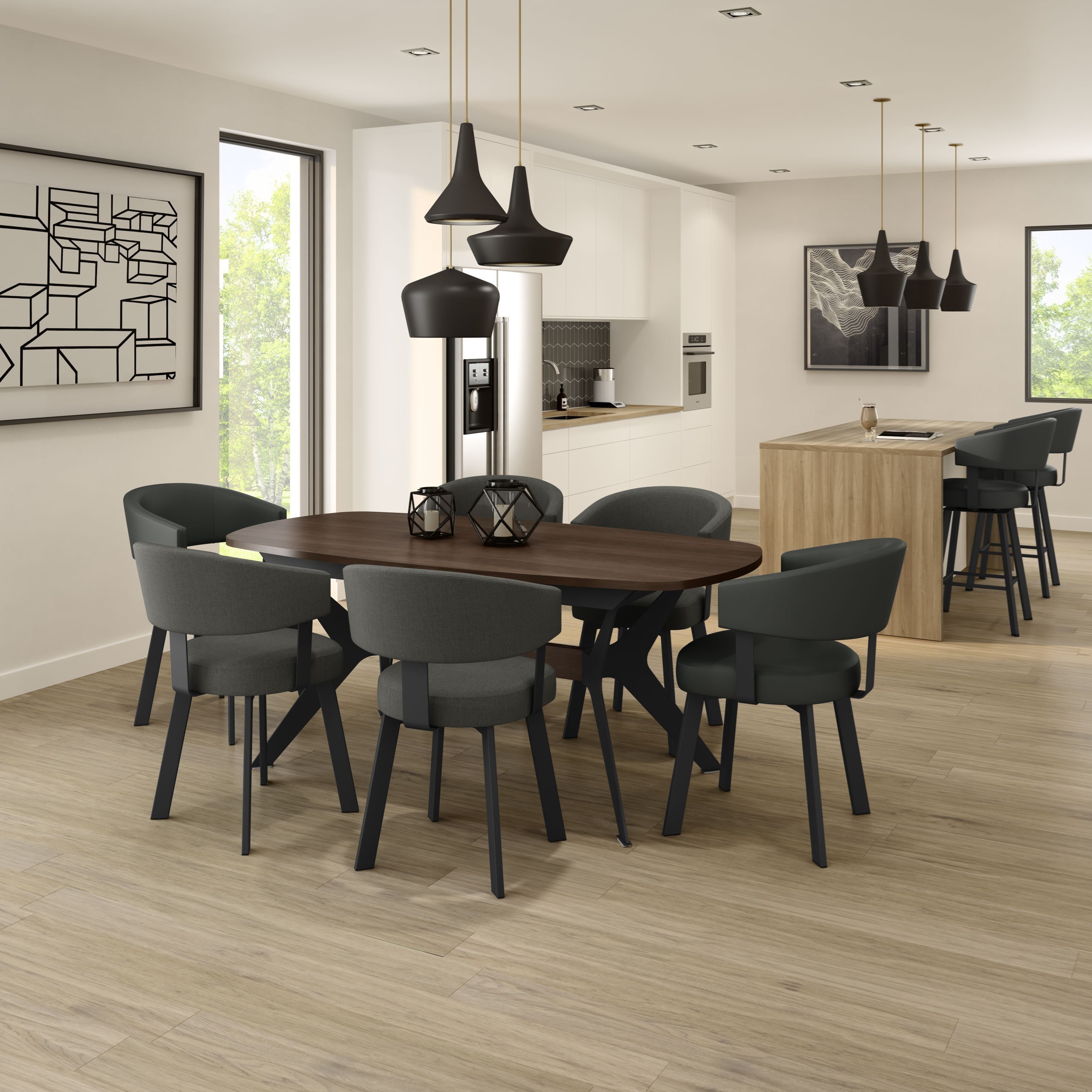 Amisco Nordic Customizable Boomerang Table With Self Storing Leaf A1 Furniture Mattress Dining Tables