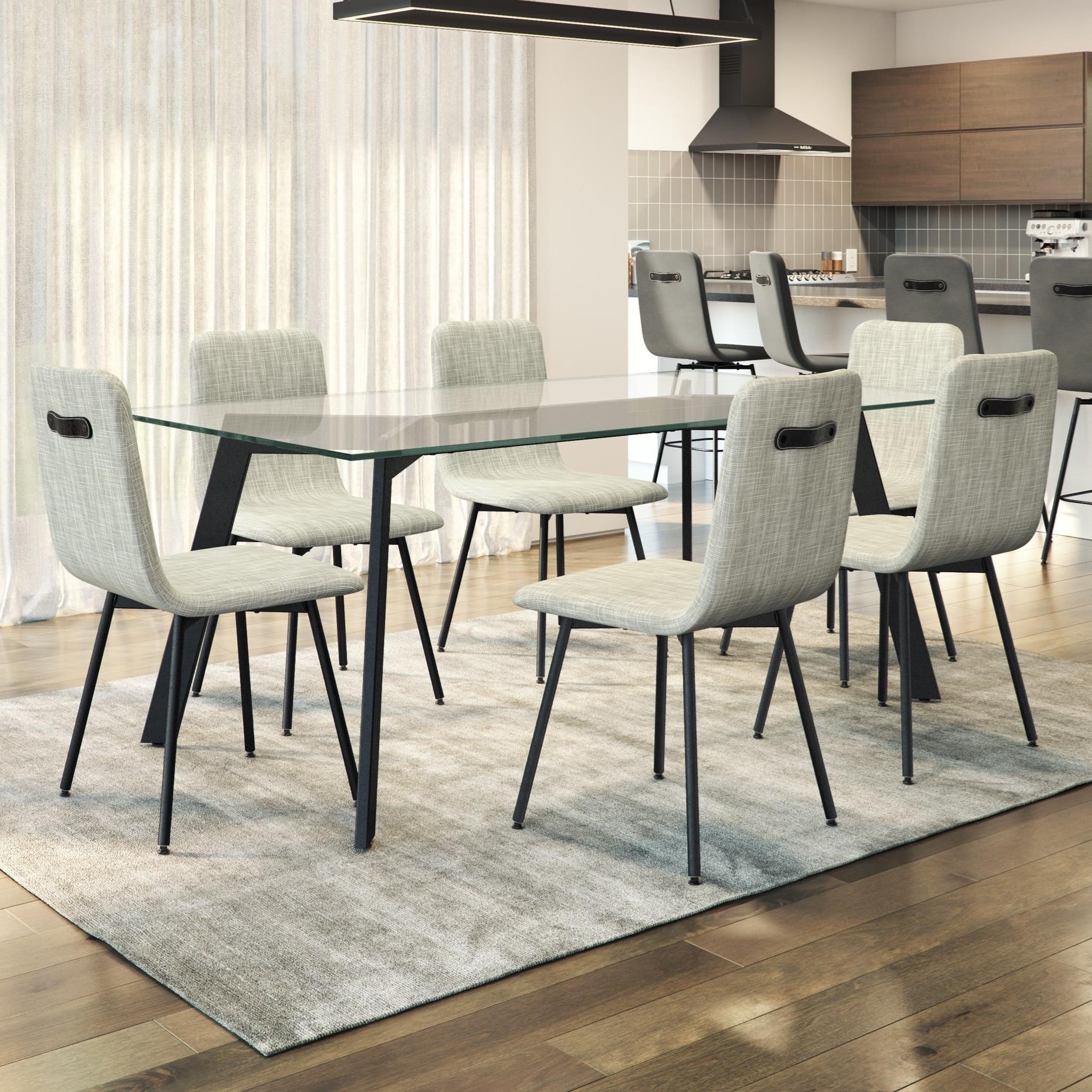 Amisco Urban Customizable 7 Piece Lidya Table Set With Glass Top Jordan S Home Furnishings Dining 7 Or More Piece Sets