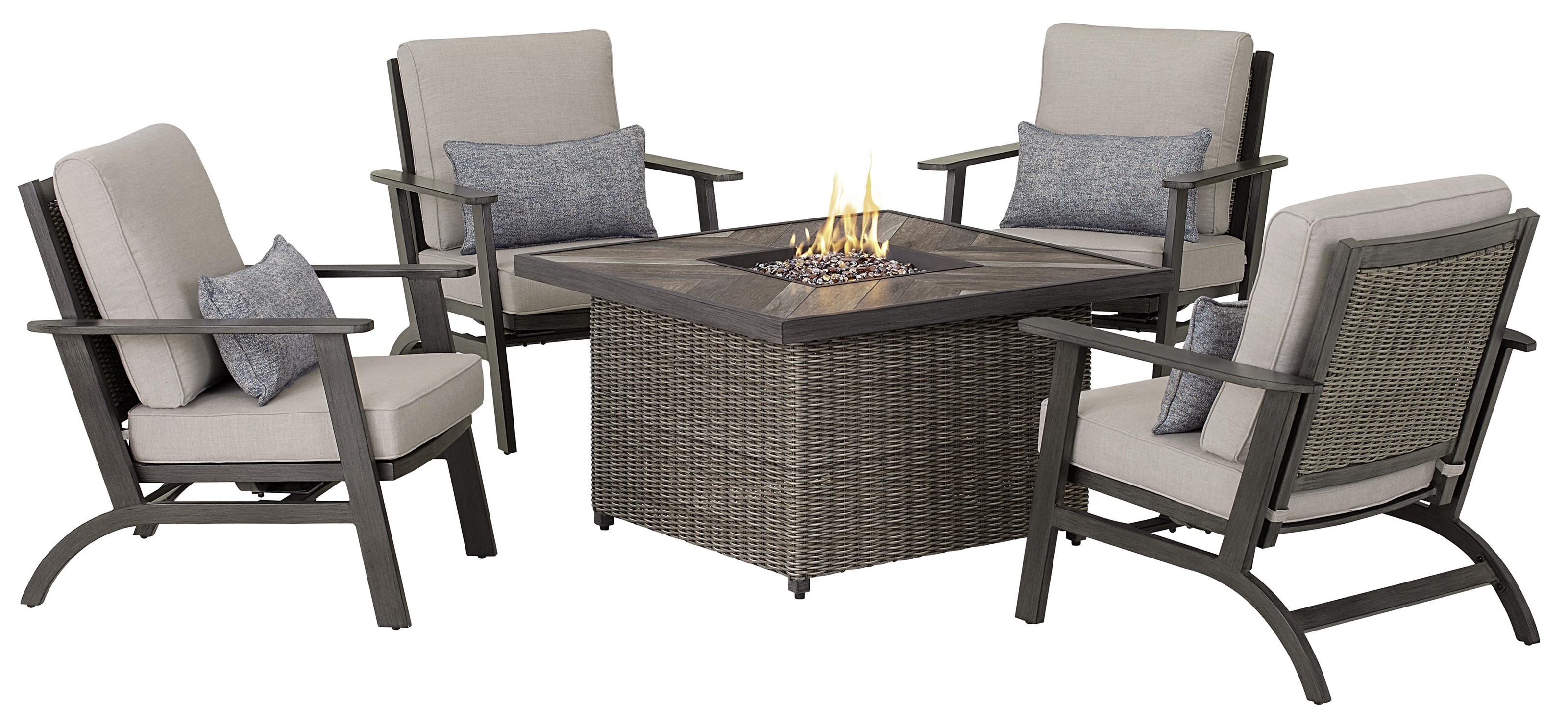 Apricity Outdoor Addison Firepit And 4 Motion Chairs Johnny Janosik Outdoor Fire Pits