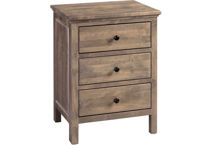 Archbold Furniture Alder Heritage American Made Solid Wood 3 Drawer Nightstand Wide Johnny Janosik Nightstands