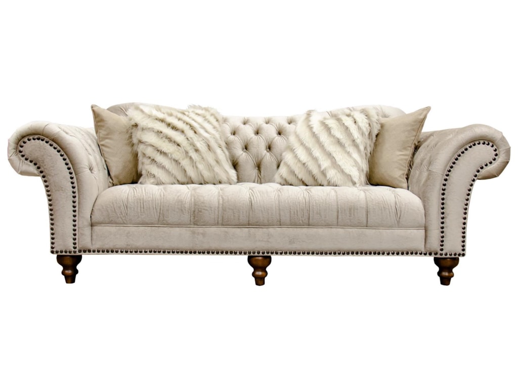Lorraine Sand Paisley Tufted Sofa With Nailhead Trim By Aria Designs At Great American Home