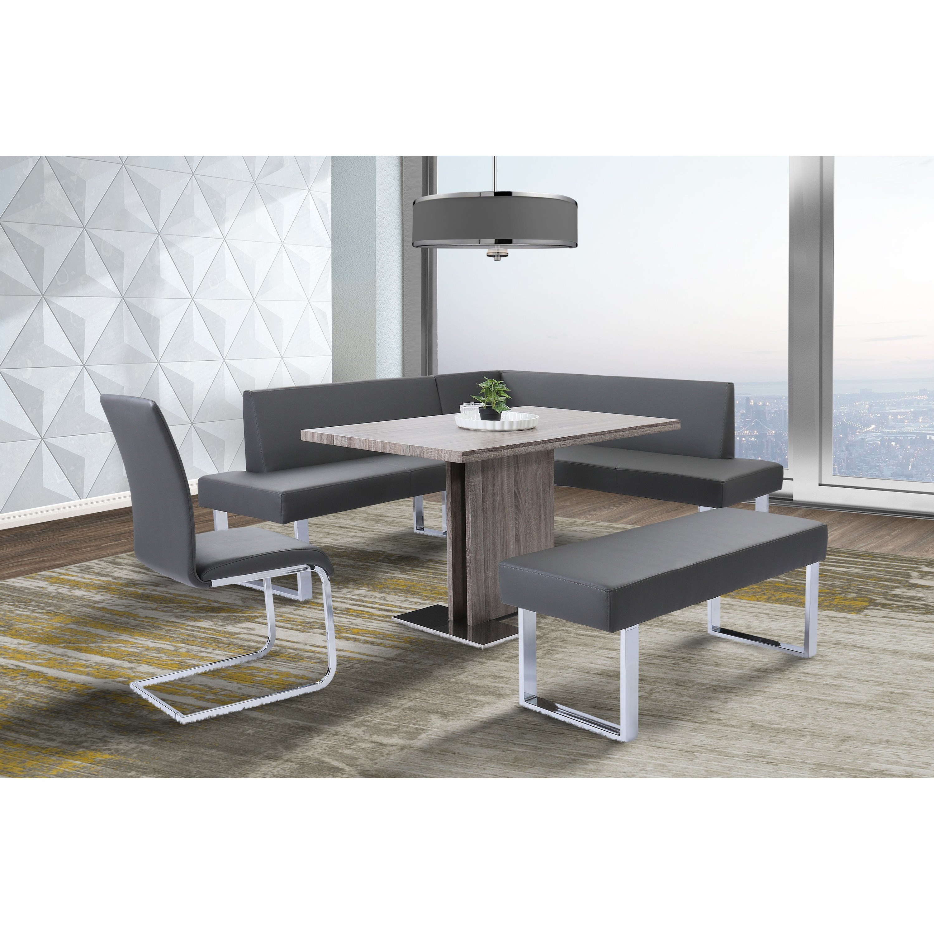 Amanda Contemporary Nook Corner Dining Bench With Vinyl Upholstery