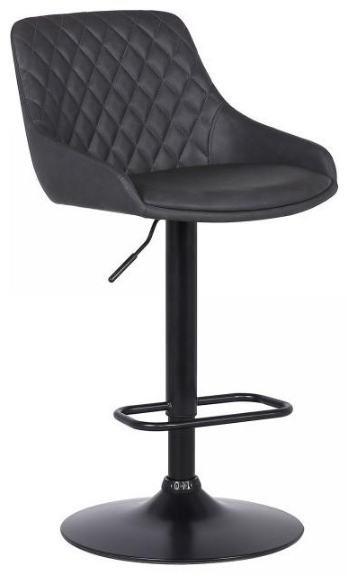 Armen Living Anibal 444356782 Adjustable Black Barstool With Faux Leather Upholstered Seats Sam Levitz Furniture Bar Stools