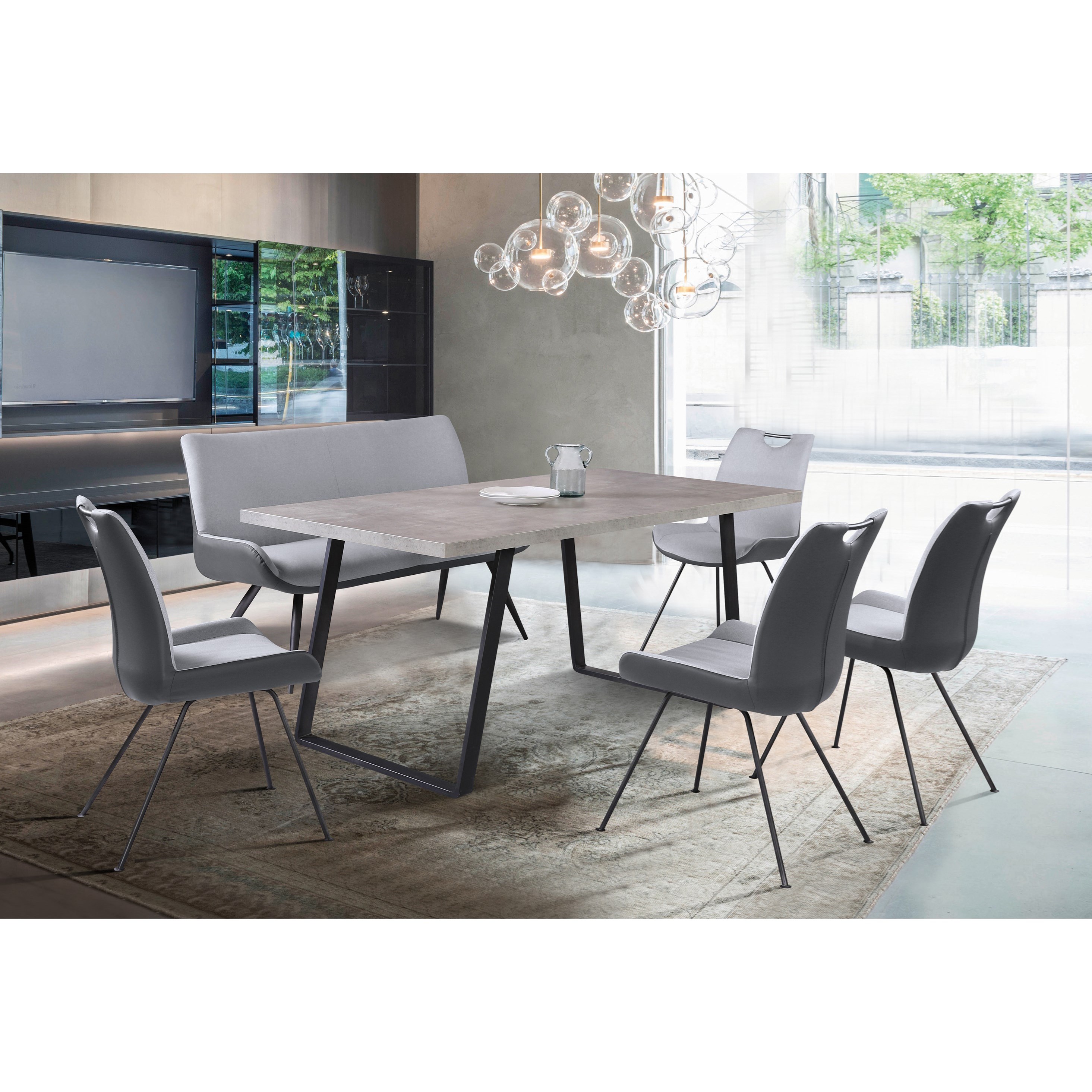 Coronado Contemporary Dining Table in Grey Powder Coated Finish with Cement  Gray Top | Sadler's Home Furnishings | Dining Tables