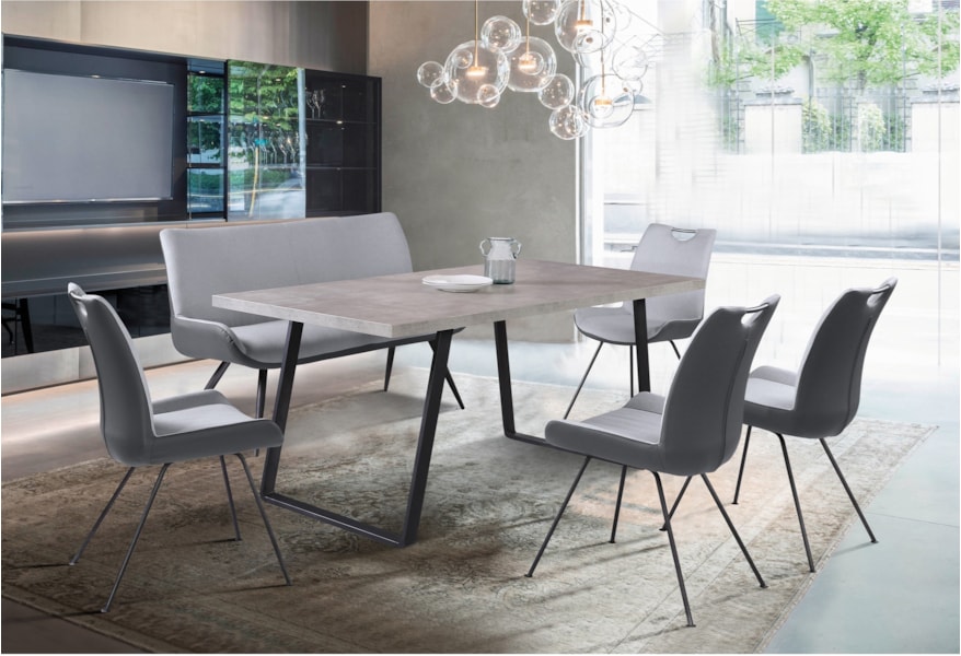 Coronado Contemporary Dining Table in Grey Powder Coated Finish with Cement Gray Top | Sadler's Home Furnishings | Dining Tables