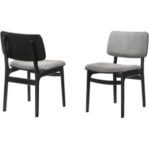 Lima Wood Dining Accent Chairs In Black Finish And Grey Fabric Set Of 2 Sadler S Home Furnishings Dining Side Chairs