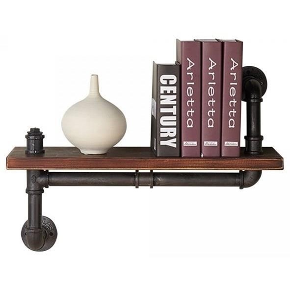 Montana 24 Industrial Pine Wood Floating Wall Shelf In Gray And Walnut Finish Sadler S Home Furnishings Wall Shelves
