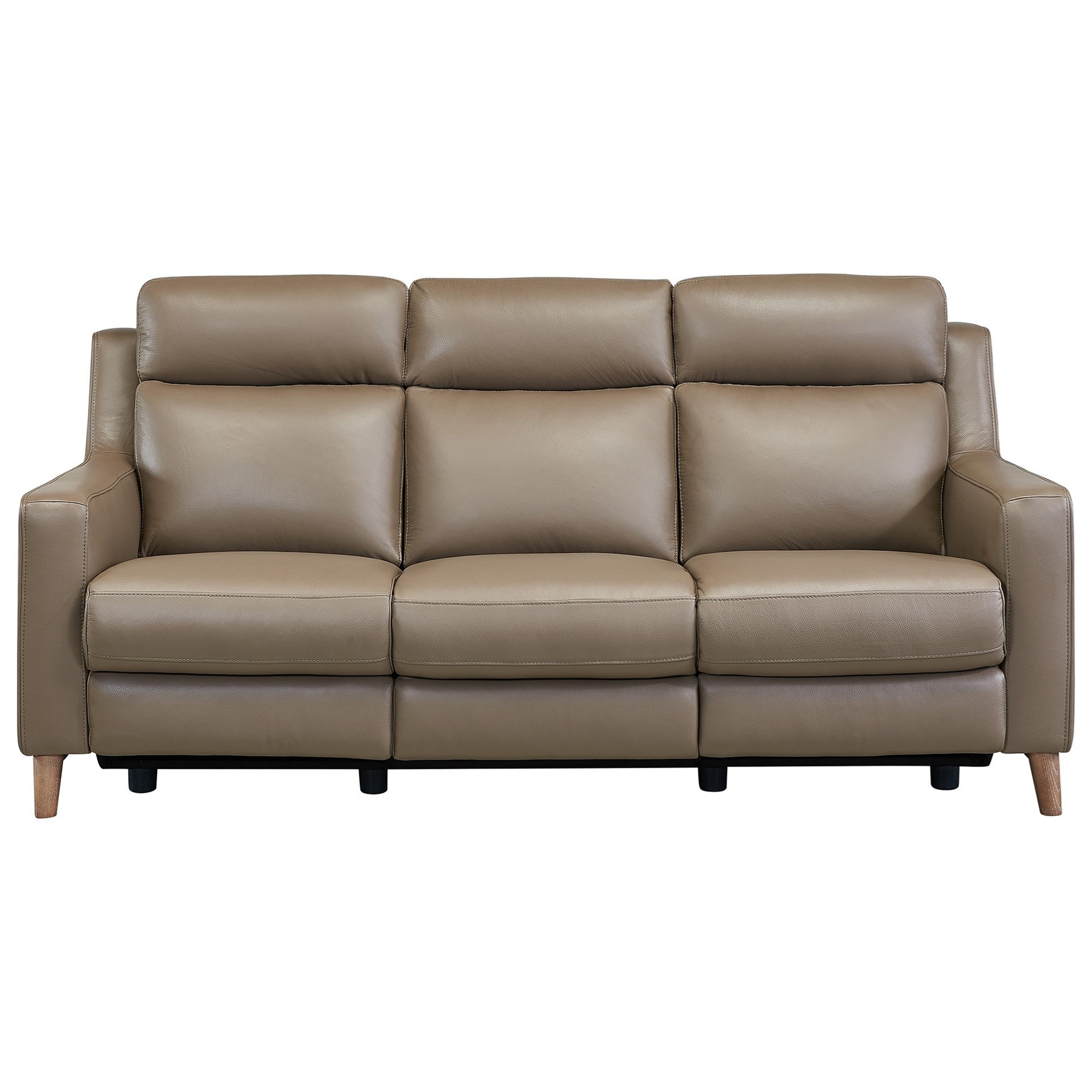 Wisteria Contemporary Reclining Sofa In Light Brown Wood Finish