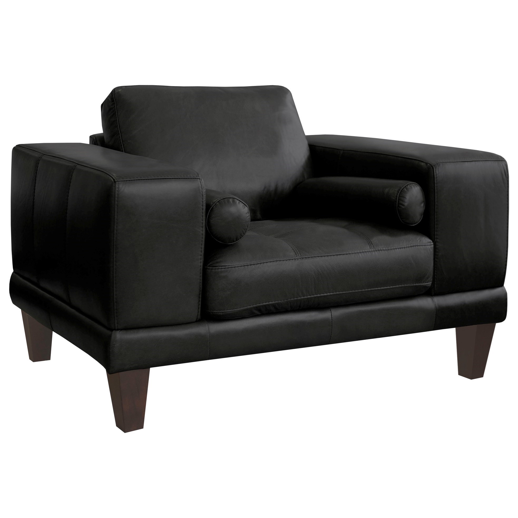 Wynne Contemporary Leather Chair With Bolster Pillows Sadler S Home Furnishings Upholstered Chairs