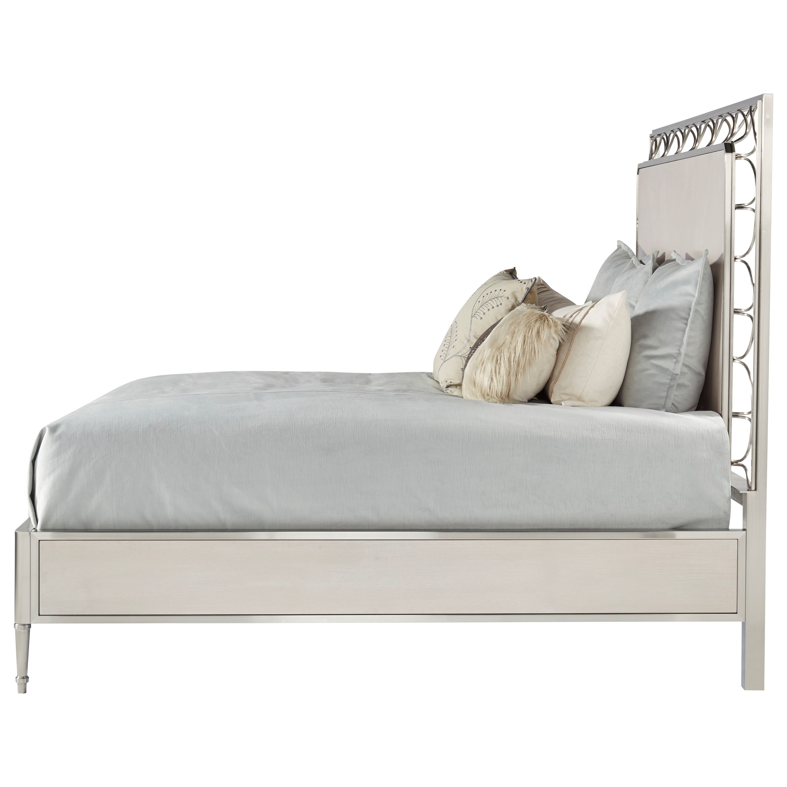A R T Furniture Inc La Scala 257126 3146 King Panel Bed With Metallic Accents And Curved Lattice Border Hudson S Furniture Panel Beds