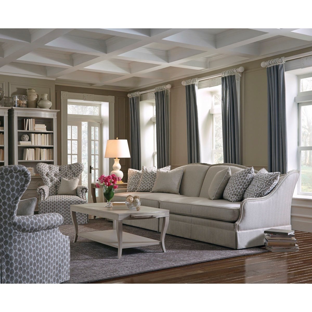 Compositions Ava Transitional Tufted Back Skirted Wing Chair Reeds Furniture Wing Chairs