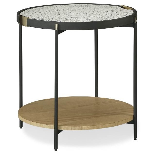 A R T Furniture Inc Bobby Berk Mid Century Modern Arne End Table With Terrazzo Top Stoney Creek Furniture End Tables