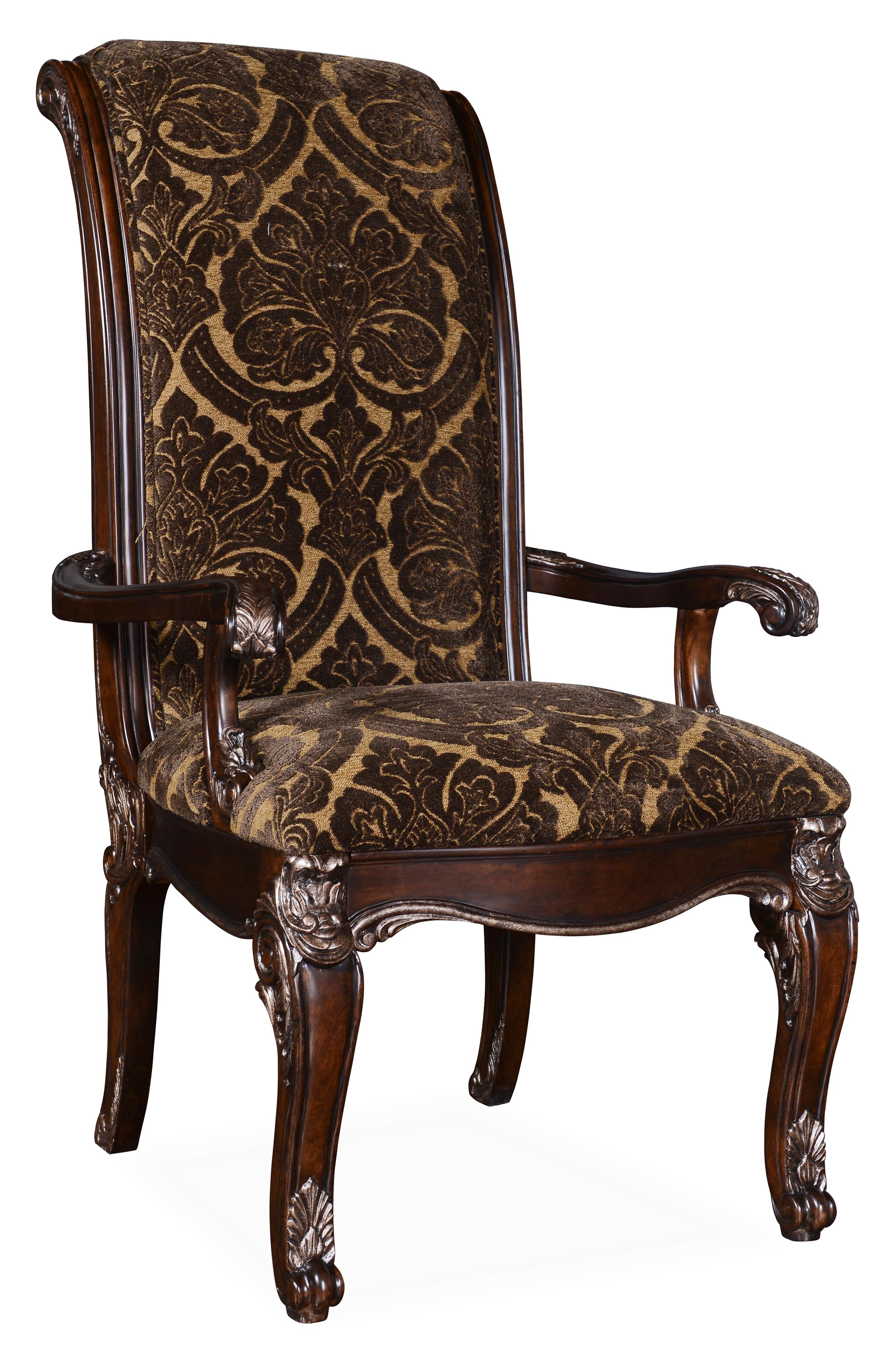 Gables Traditional Upholstered Back Arm Chair With Back Fretwork Overlay By A R T Furniture Inc At Home Collections Furniture