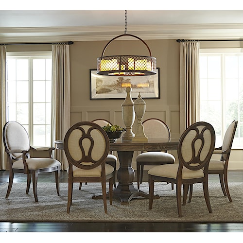 A R T Furniture Inc Saint Germain 7 Piece Round Dining Table Set A R T Furniture Inc Saint Germain 7 Piece Round Dining Table Set With Arm Chairs