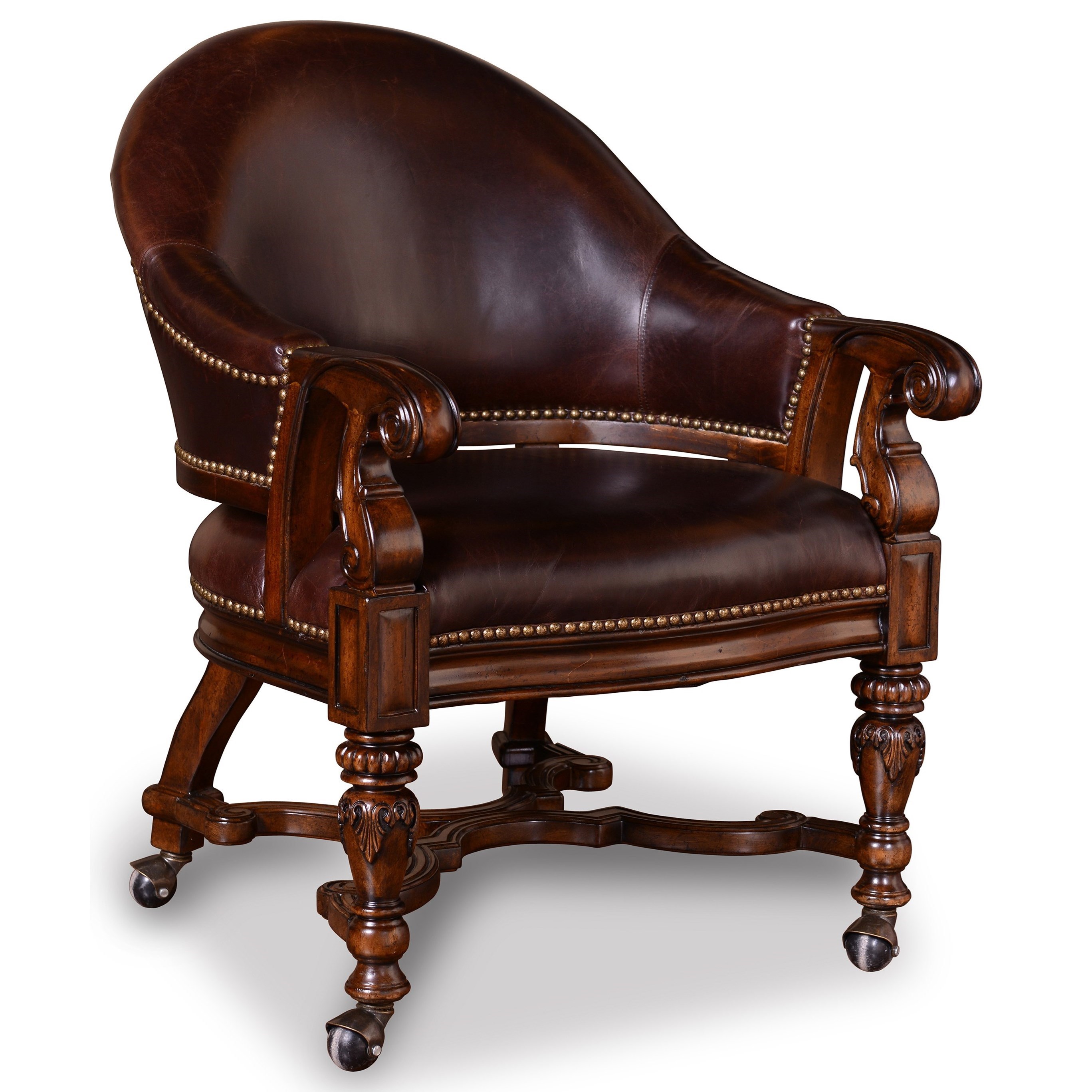 A R T Furniture Inc Valencia 209216 2304 Leather Upholstered Caster Chair Hudson S Furniture Dining Chairs With Casters