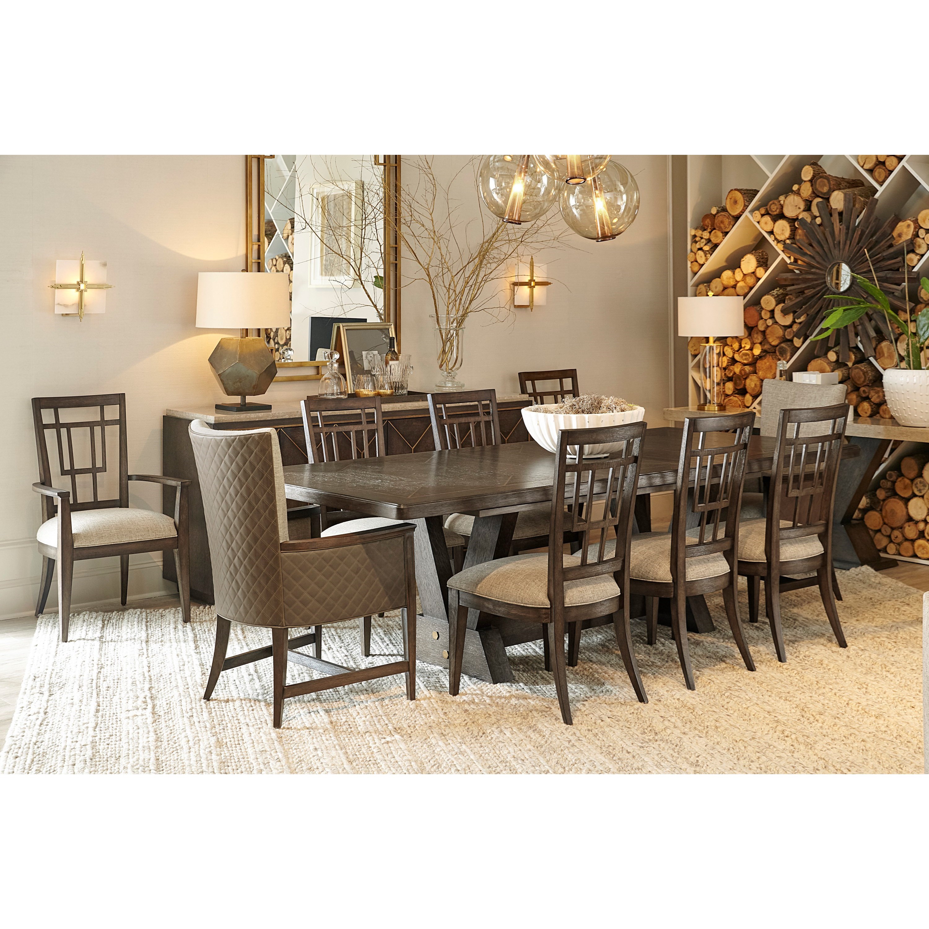 A R T Furniture Inc Woodwright 9 Piece Oak Park Dining Table Set