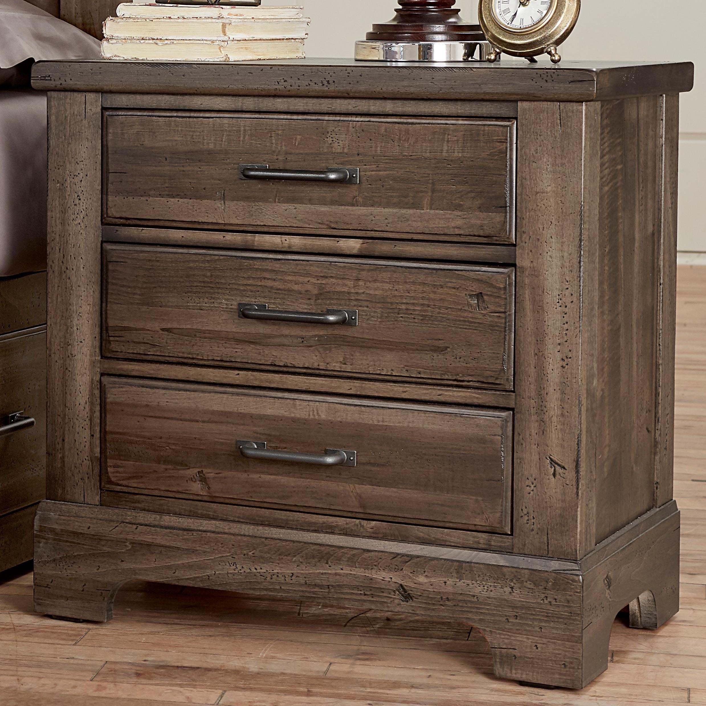Artisan Post Cool Rustic 170 227 Solid Wood 3 Drawer Nightstand Hudson S Furniture Nightstands
