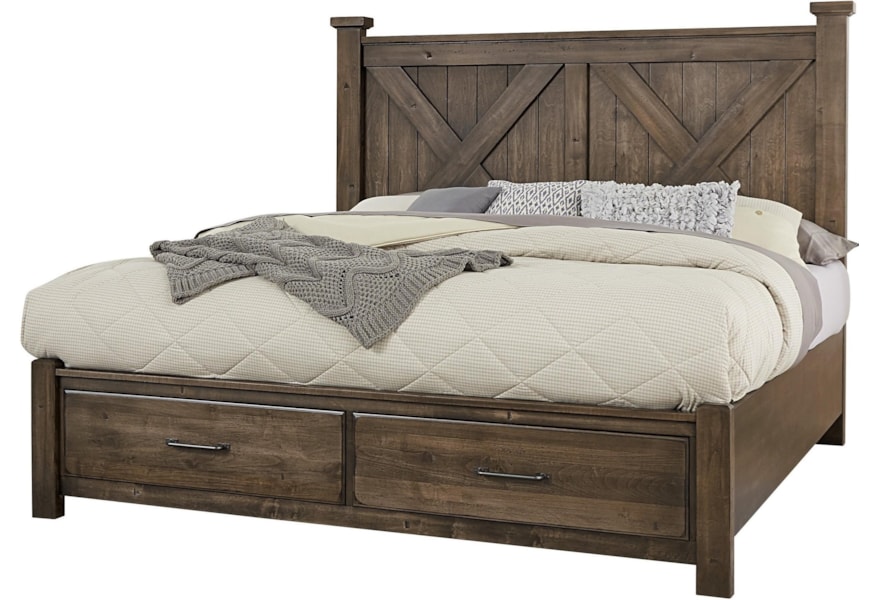 Artisan Post Wexler Solid Wood Queen Barndoor X Bed With Storage