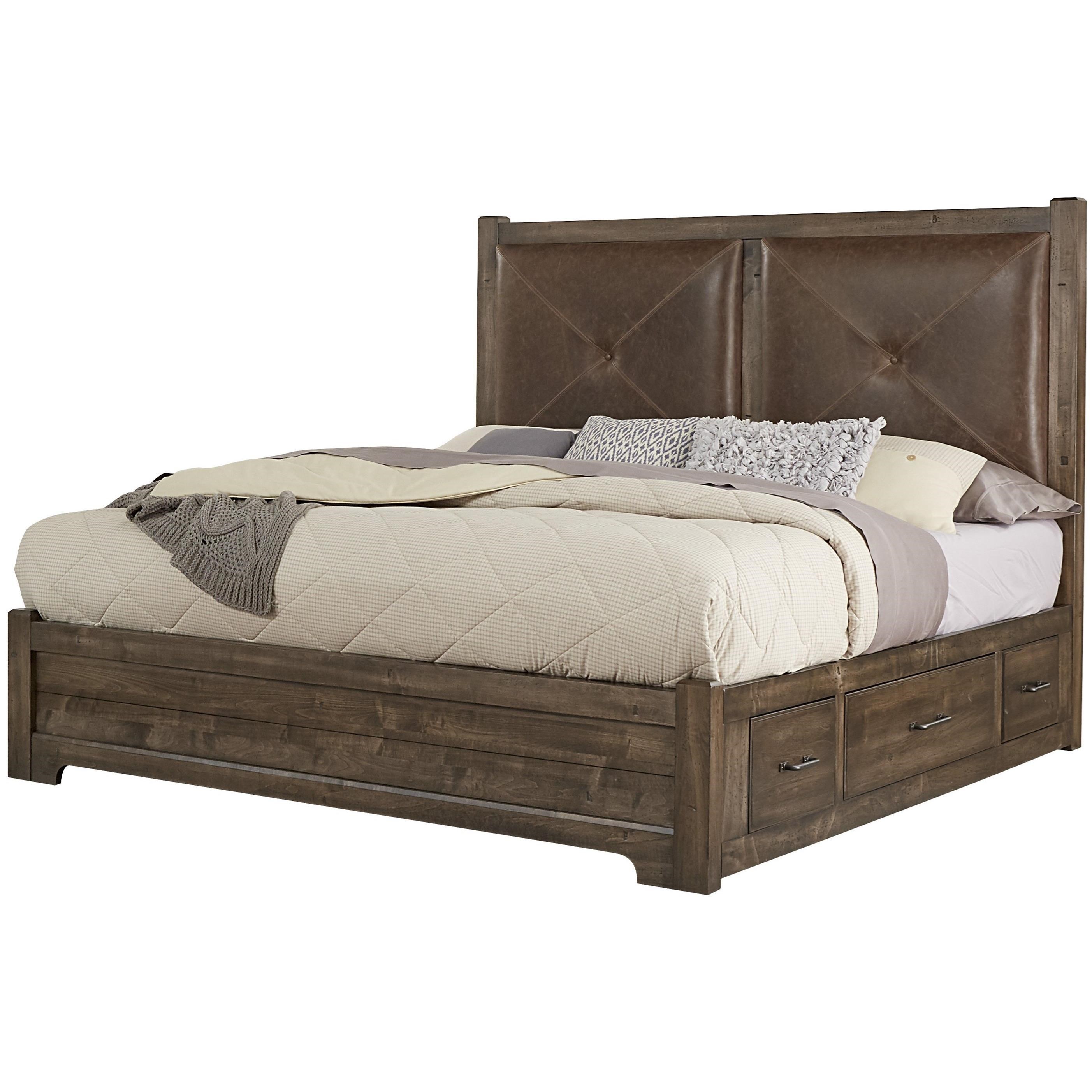 Cool Rustic King Leather Bed With Side Storage