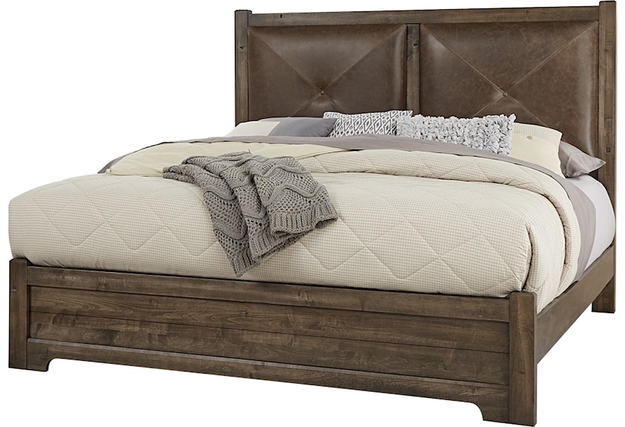 Artisan Post Cool Rustic Solid Wood King Leather Headboard Bed