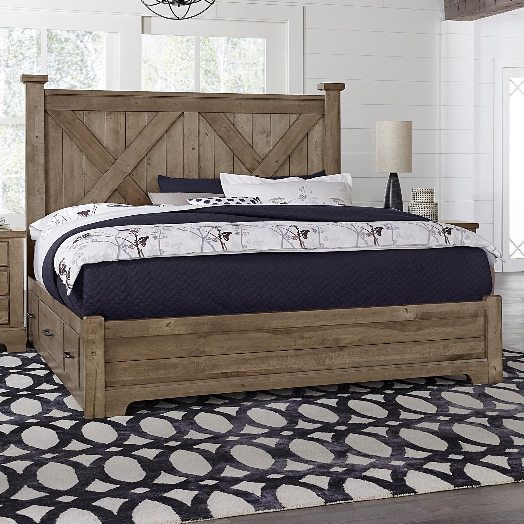 Artisan Post Cool Rustic Solid Wood Queen Barndoor X Bed With Side Storage Dunk Bright Furniture Panel Beds
