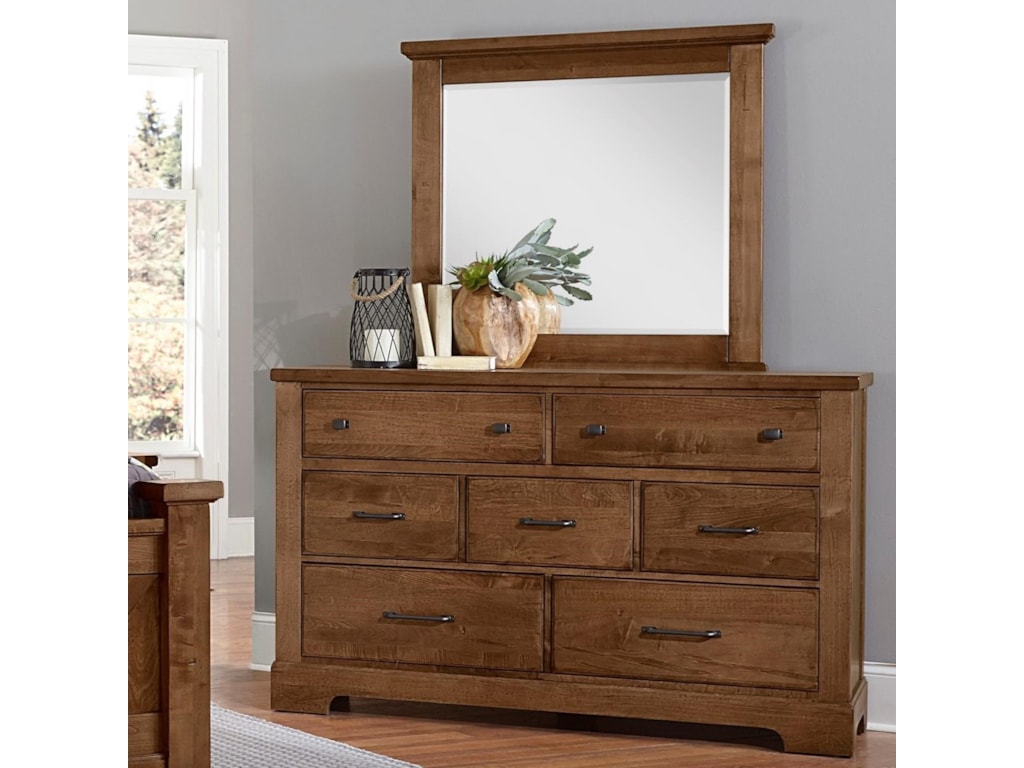 Artisan Post Cool Rustic Solid Wood 7 Drawer Dresser And Mirror