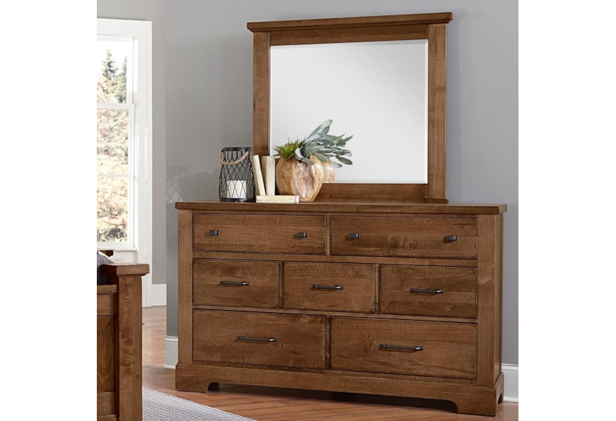 Artisan Post Cool Rustic Solid Wood 7 Drawer Dresser And Mirror