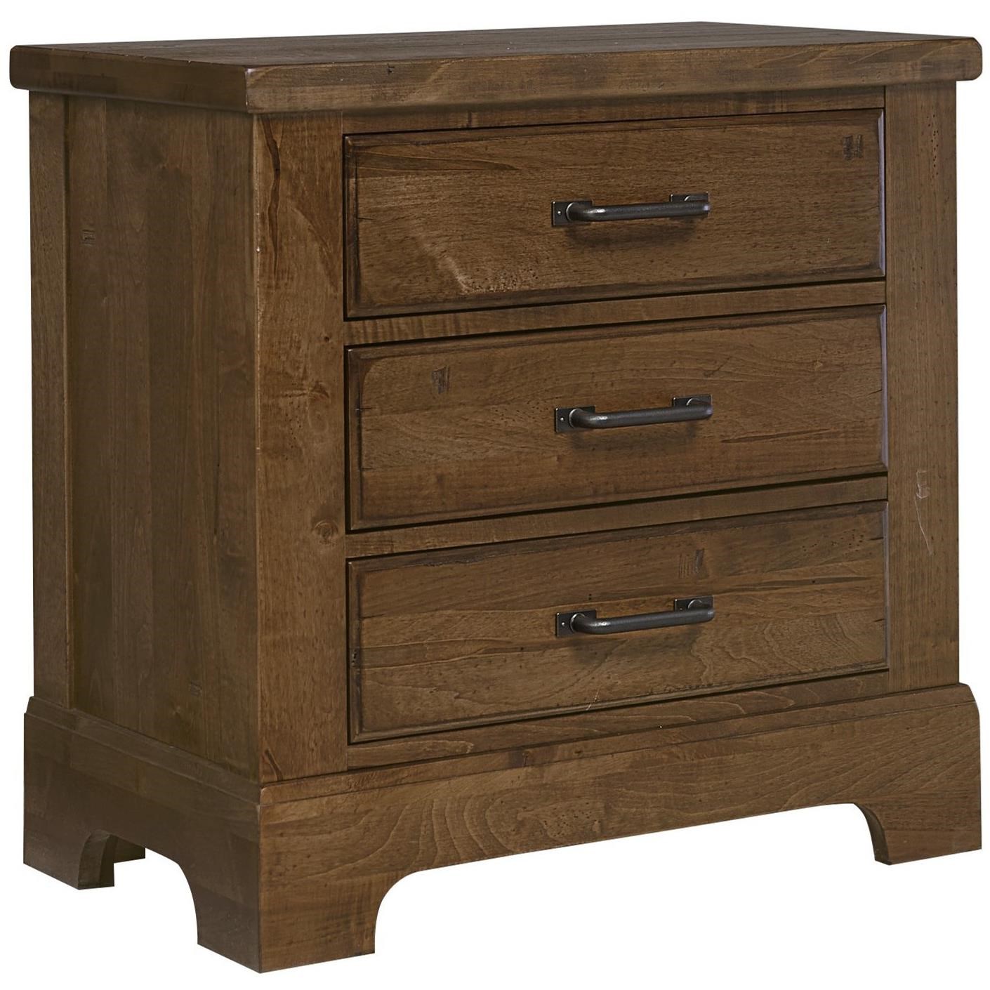 Artisan Post Cool Rustic 174 227 Solid Wood 3 Drawer Nightstand Lapeer Furniture Mattress Center Nightstands