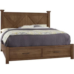 Artisan Post Cool Rustic Solid Wood King Barndoor X Bed With Storage Footboard Zak S Home Panel Beds