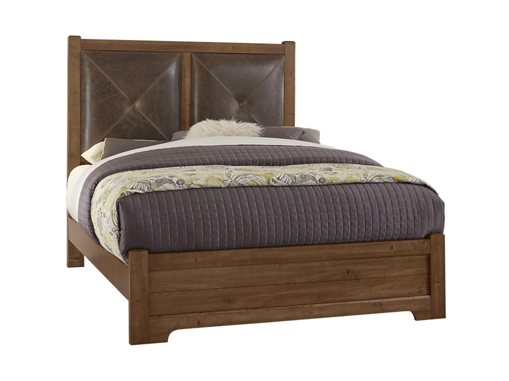 Cool Rustic Solid Wood Queen Leather Headboard Bed By Post At Dunk Bright Furniture