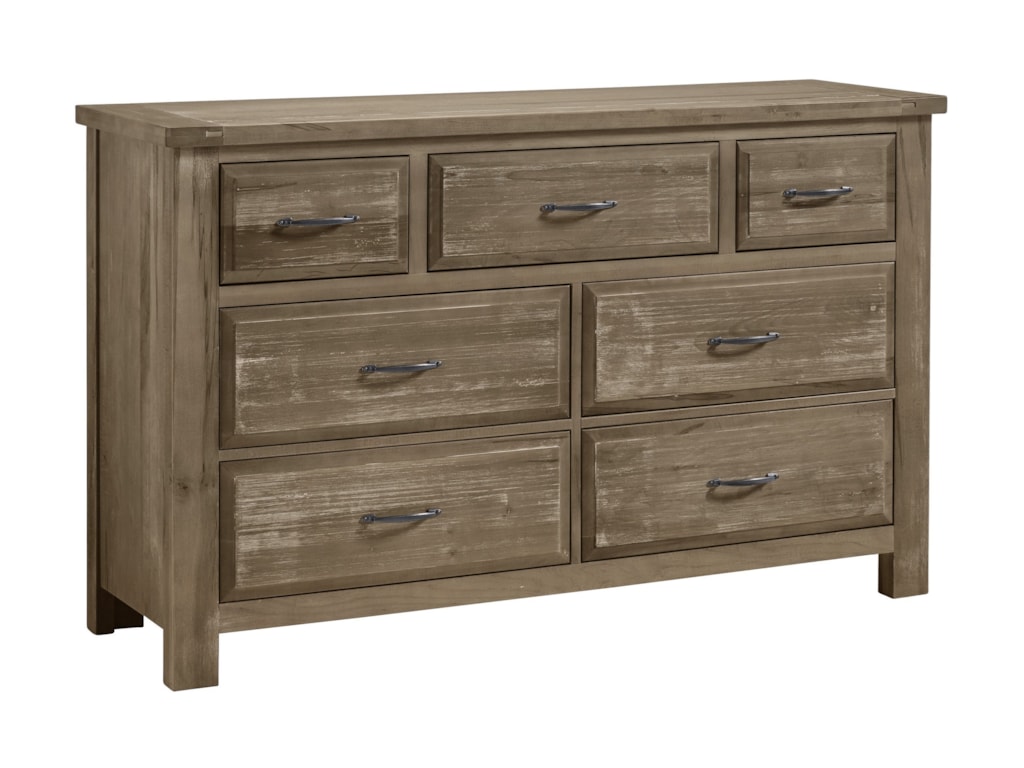 Post Maple Road 115 003 Solid Wood Triple Dresser 7 Post Maple Roadtriple Dresser 7 Drawers