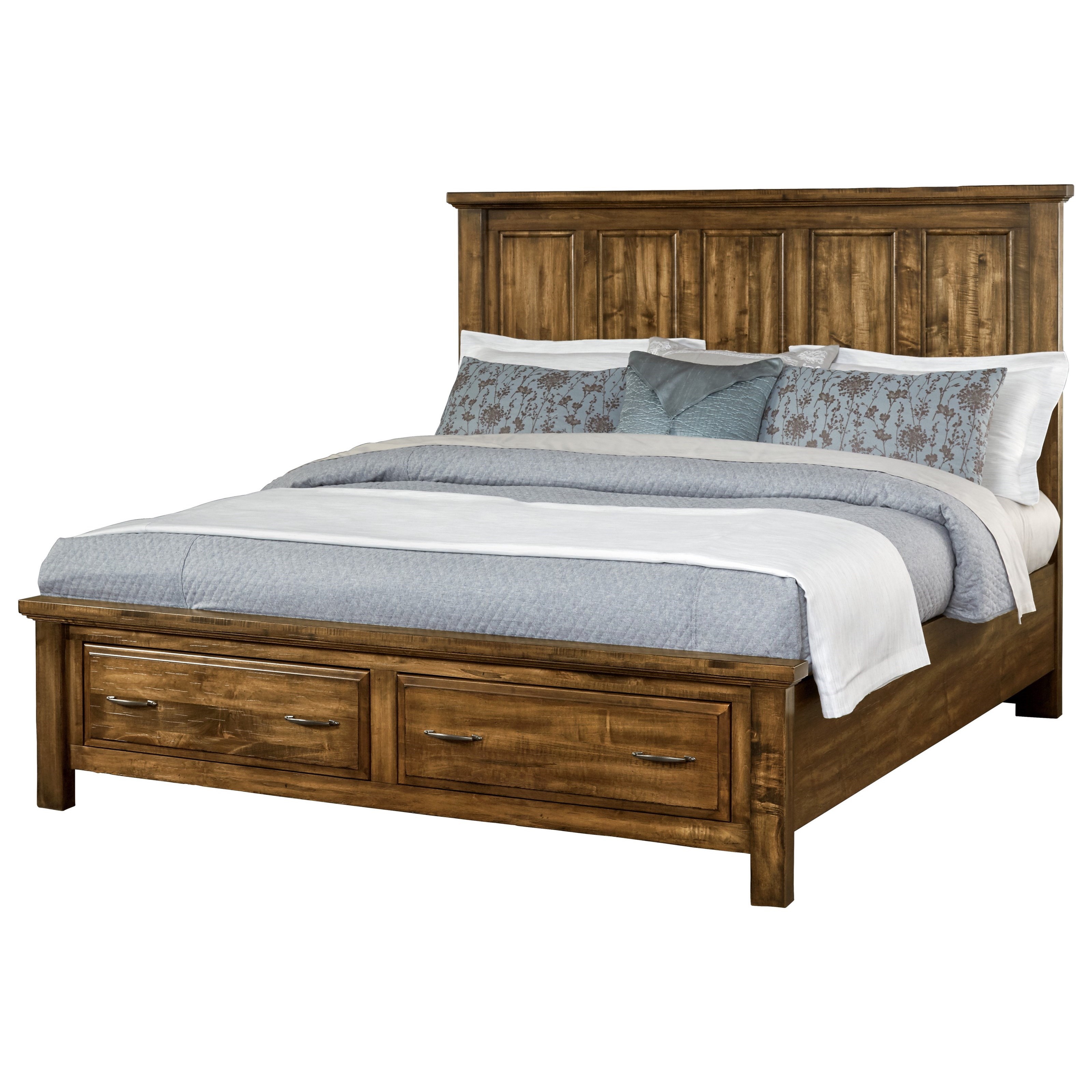 Solid Wood King Mansion Storage Bed with 2 Drawers