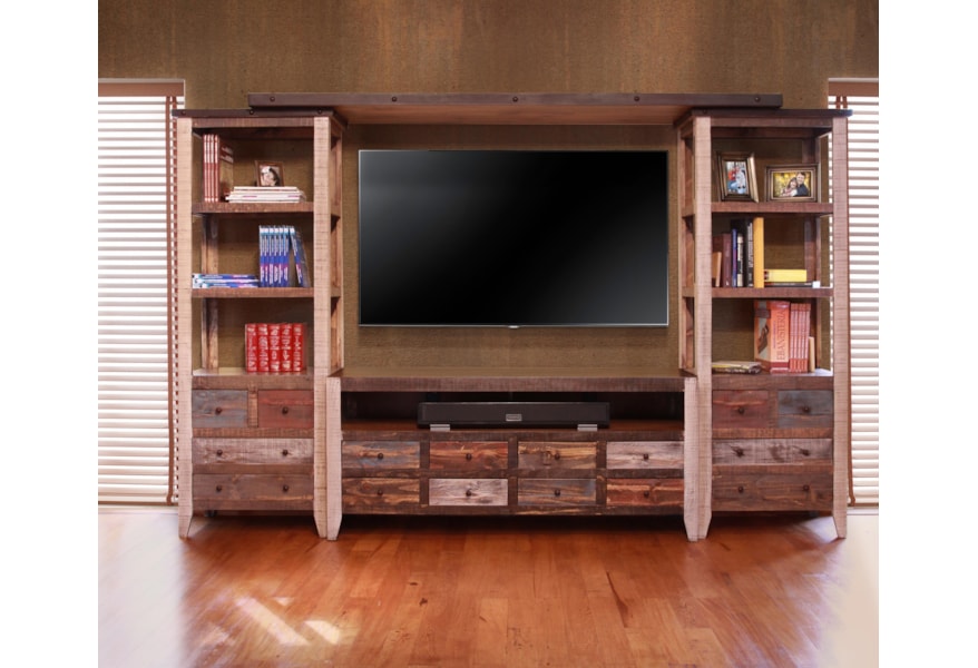 International Furniture Direct 900 Antique Wall Unit With 2 Piers And Tv Stand Furniture And Appliancemart Wall Unit