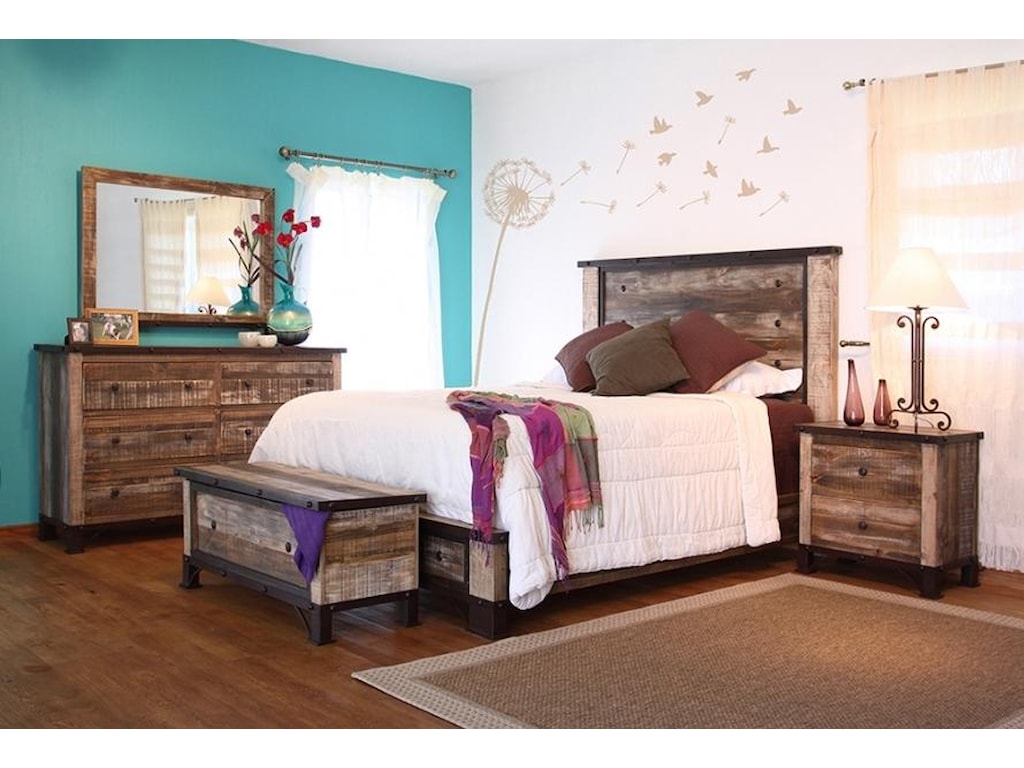 International Furniture Direct 900 AntiqueKing Platform Bed